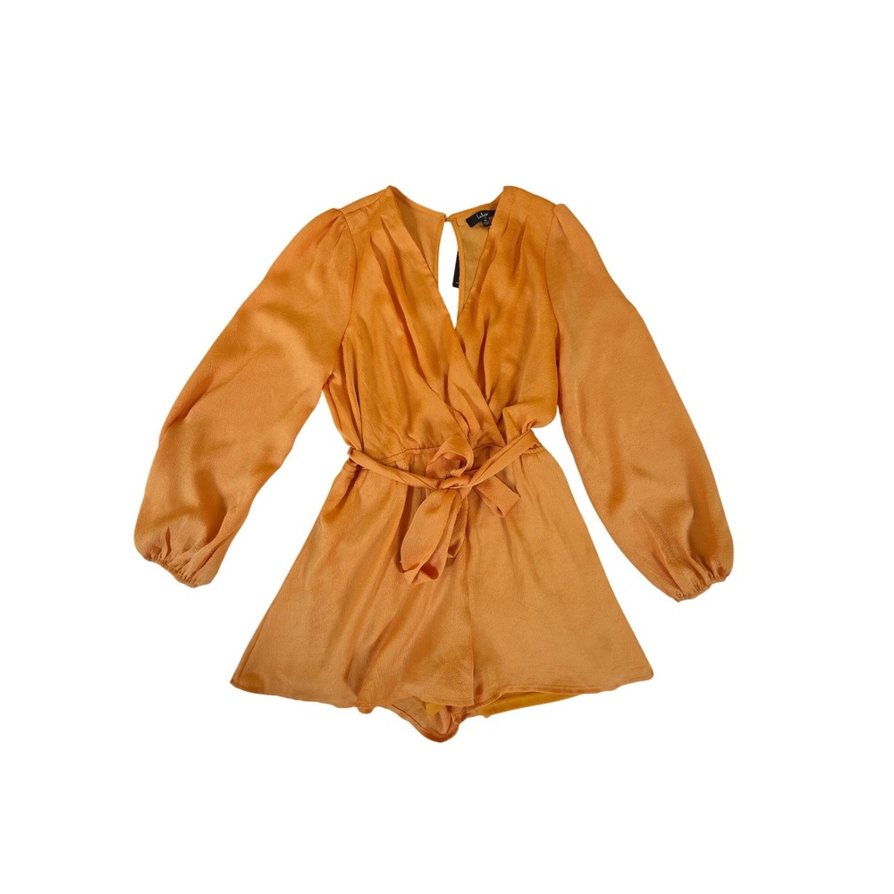 Lulus Miami Vibe Ballon Sleeve Romper XL Orange‎ Gold Boho Summer New